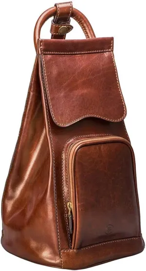 Maxwell Scott - Personalized Womens Luxury Leather Backpack Handbag Purse with Multi Three Way Strap - The Carli Chestnut Tan