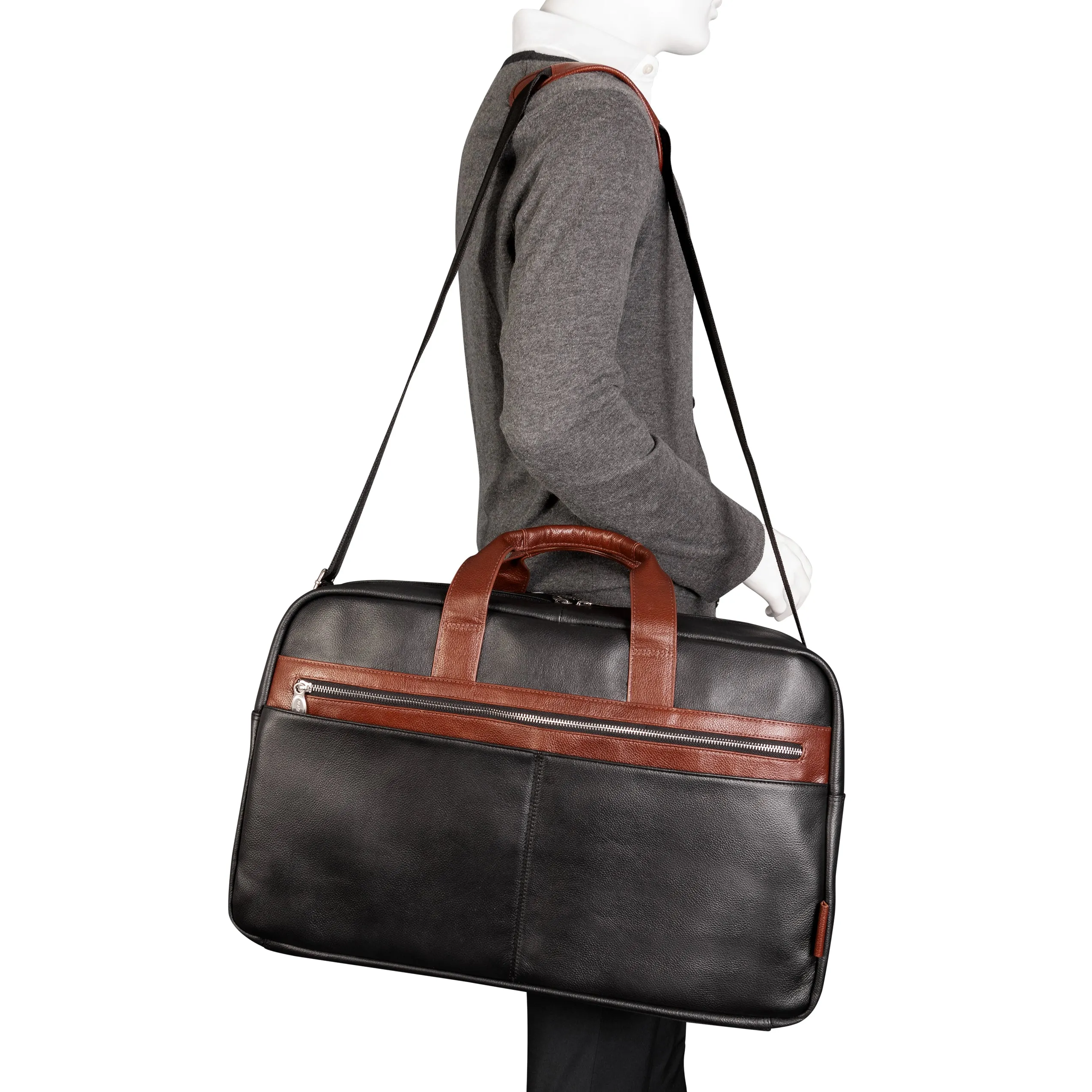 McKlein USA Wellington 21" Leather Two-Tone Dual-Compartment Laptop & Tablet Carry-All Duffel
