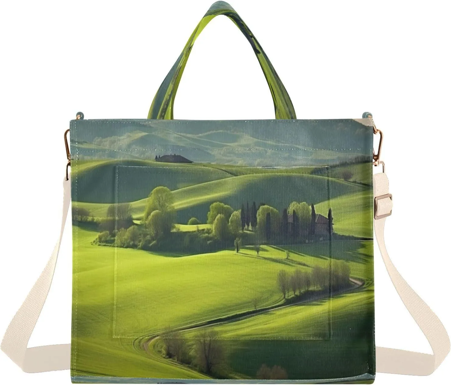 Meadow Grassland Corduroy Tote Bag for Women Hobo Crossbody Bag Purse Stylish Shoulder Handbag Messenger Bags, S