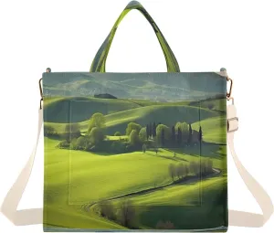 Meadow Grassland Corduroy Tote Bag for Women Hobo Crossbody Bag Purse Stylish Shoulder Handbag Messenger Bags, S