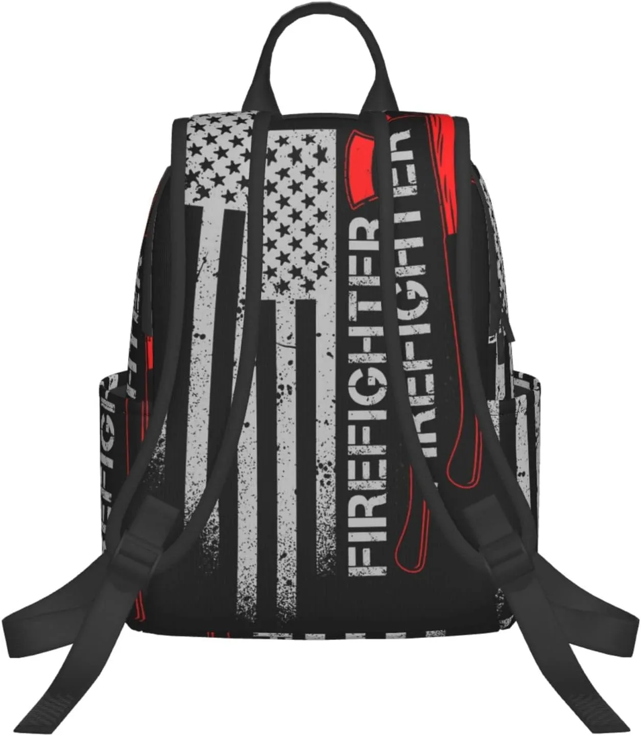 Men women college business travel anti theft laptops backpack large capacity bookbag computer bag - for American Thin Red Line Flag Firefighter Black