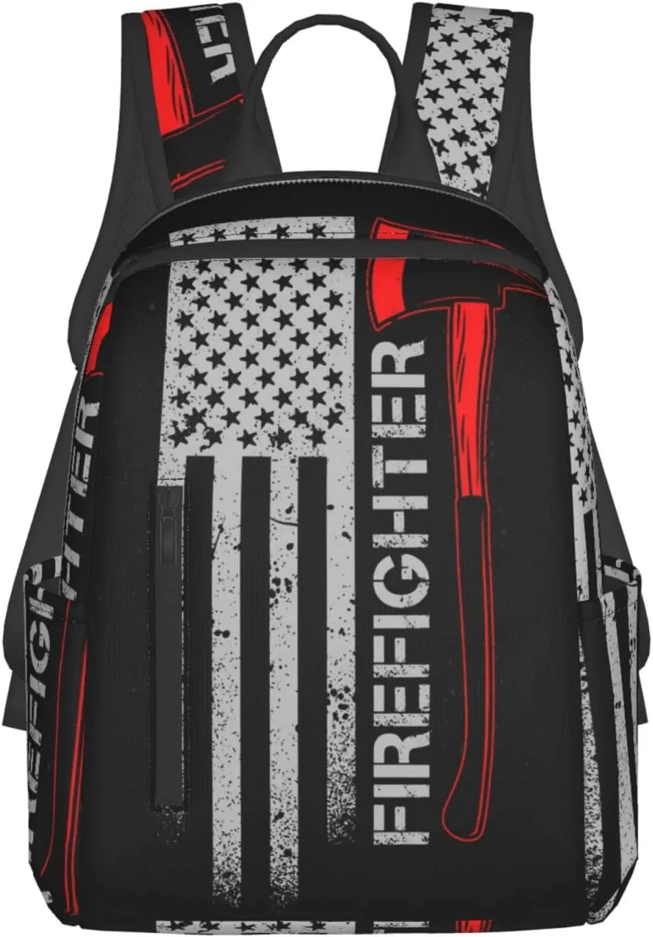 Men women college business travel anti theft laptops backpack large capacity bookbag computer bag - for American Thin Red Line Flag Firefighter Black