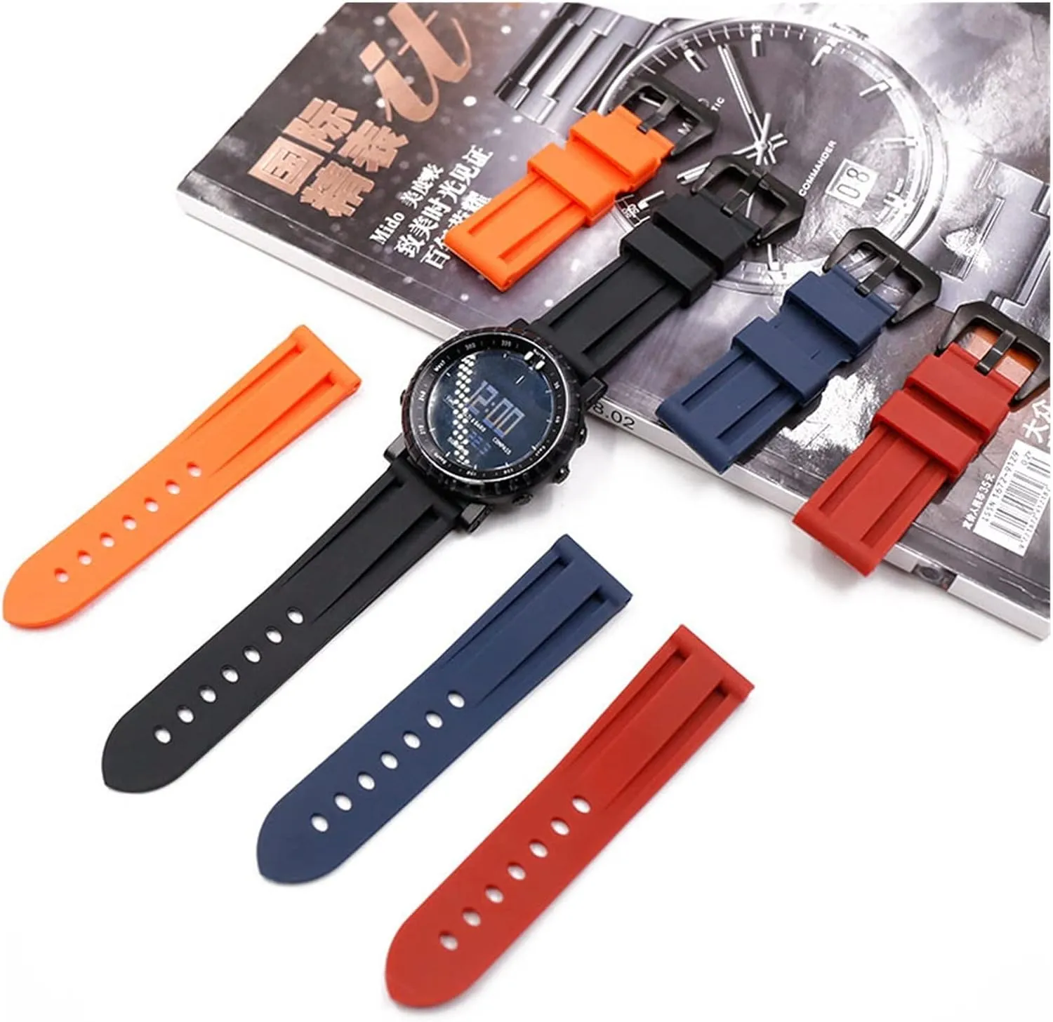 Men's 22mm 24mm 26mm Rubber Watch Band Waterproof Watch Silicone Watch Strap Compatible with Panerai Sports Waterproof Watch Band Watch Straps
