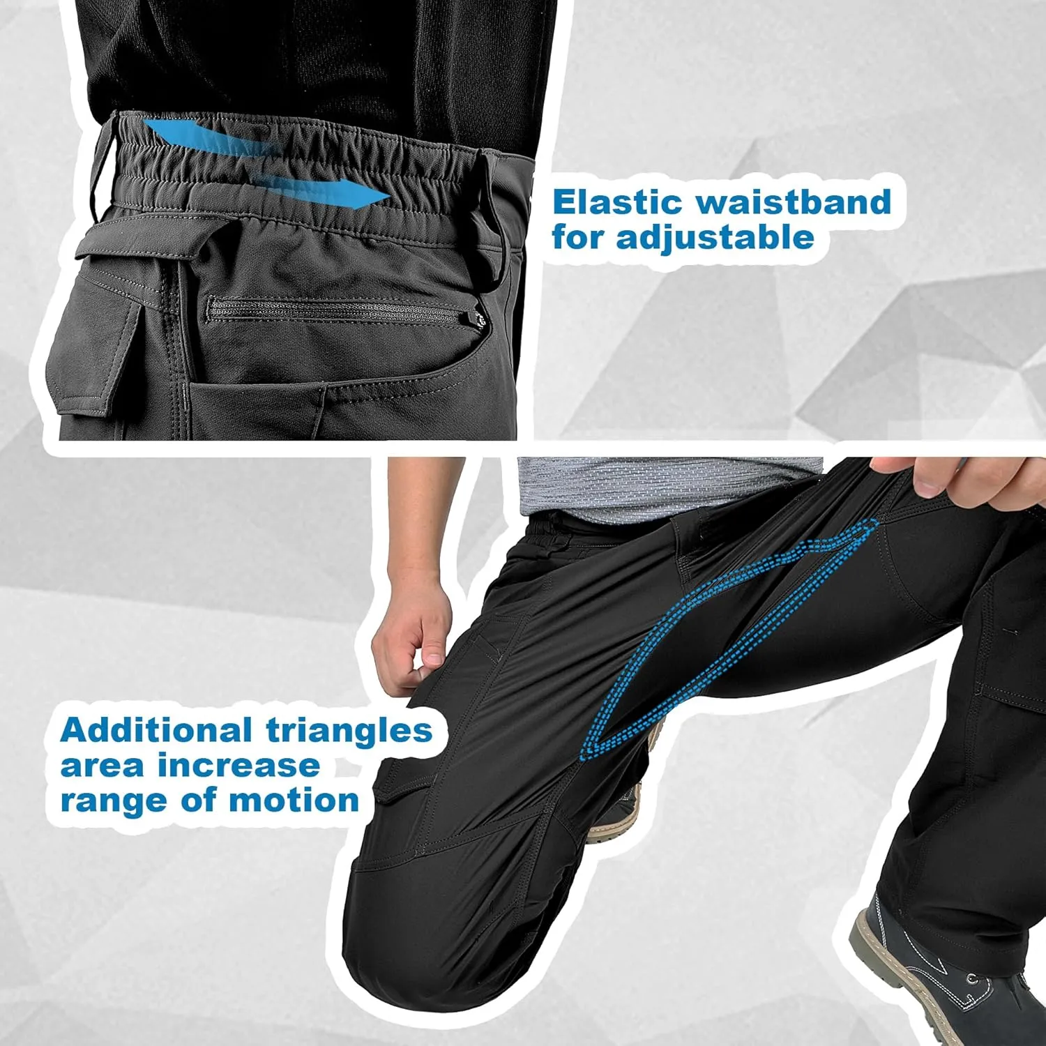 Men's 4 Way Stretch Outdoor Cargo Pants All Season with Multi Pocket Utility Work Pant