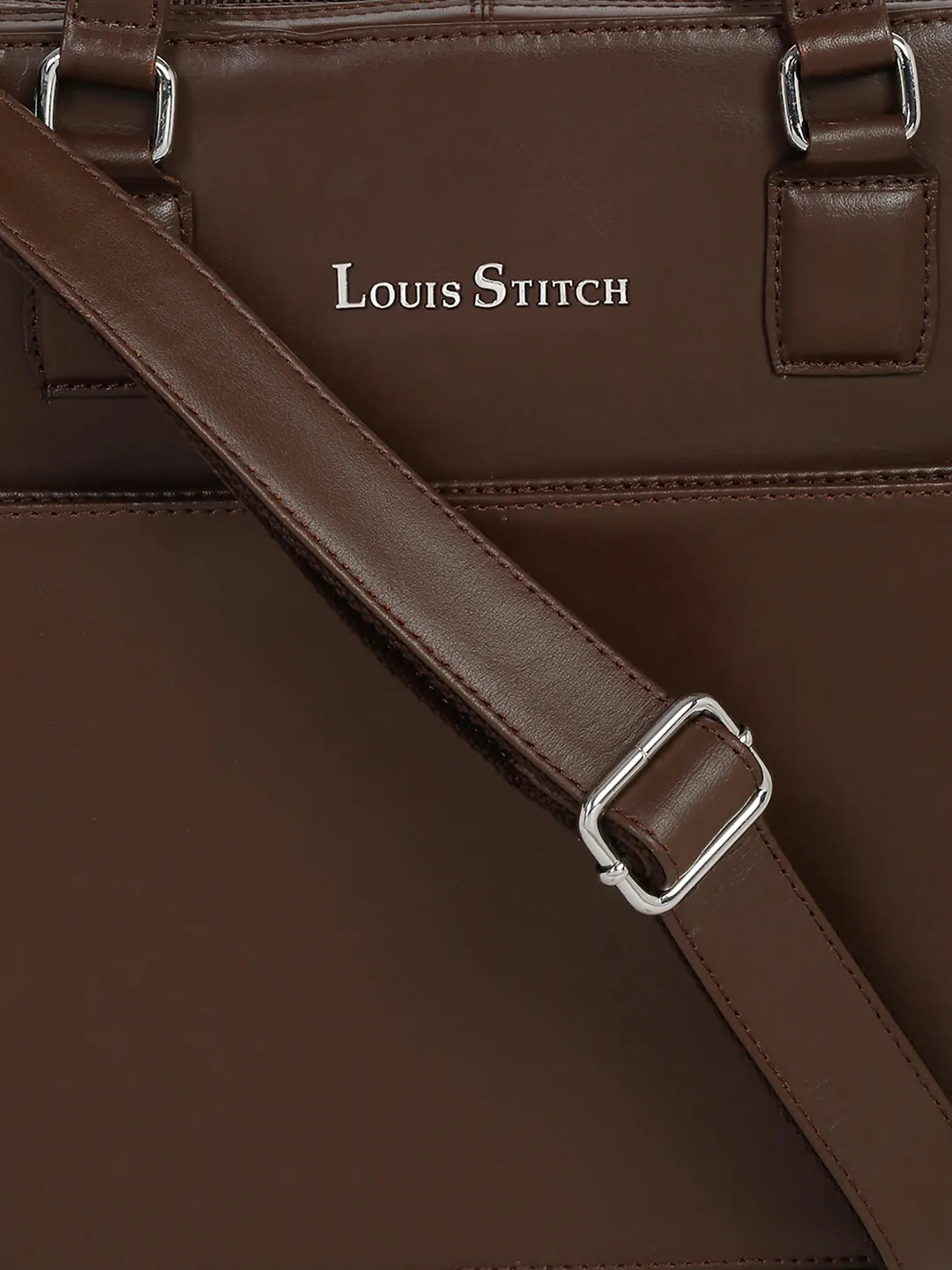 Men's Brown Italian Leather Laptop Bag Multifunctional Executive Briefcase with Shoulder Strap
