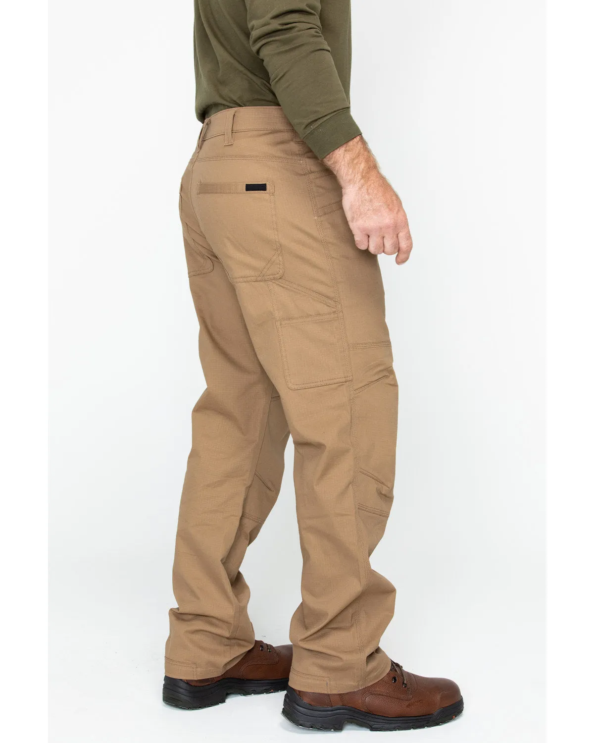 Men's Brown Stretch Ripstop Utility Work Pants - Big