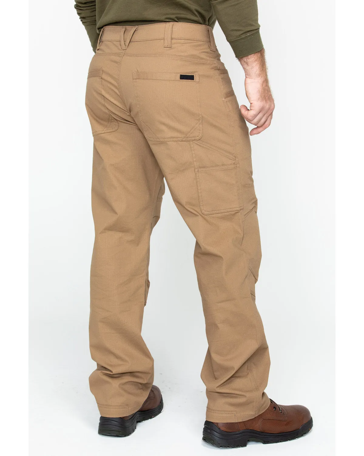 Men's Brown Stretch Ripstop Utility Work Pants - Big