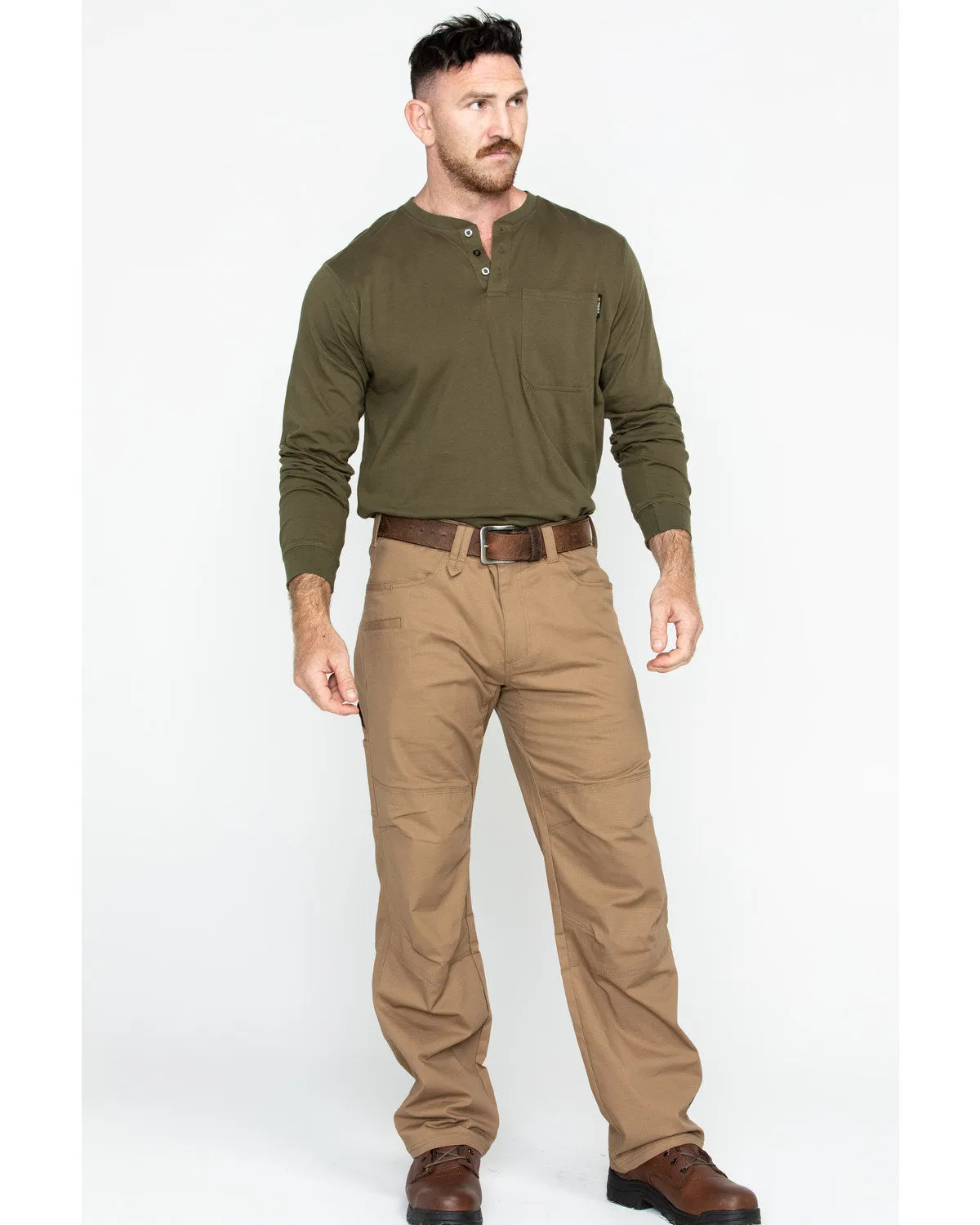 Men's Brown Stretch Ripstop Utility Work Pants - Big