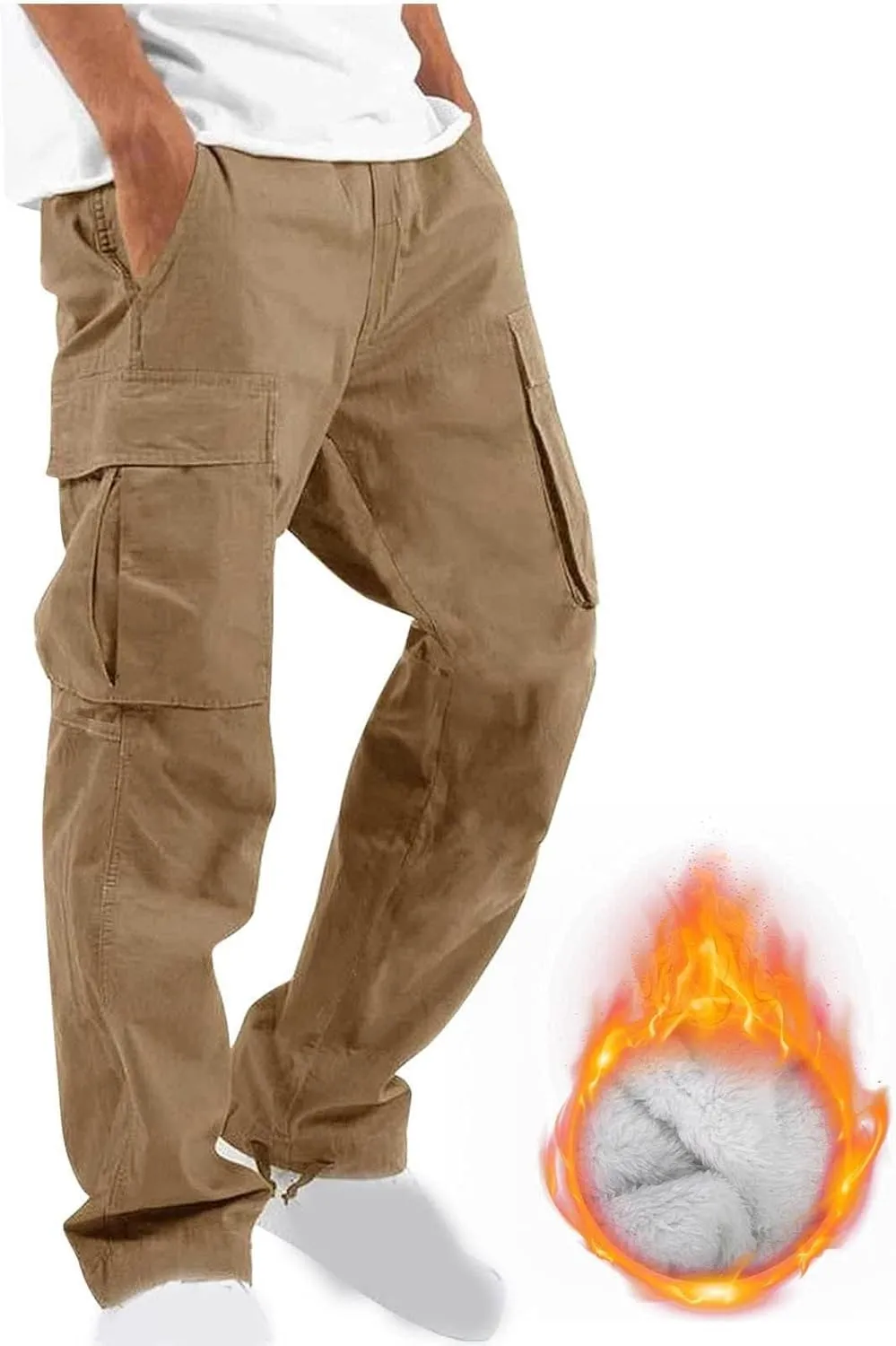 Mens Cargo Pants Ripstop Utility Straight Leg Joggers Pants Relaxed Fit Outdoor Trousers with Multi Pockets