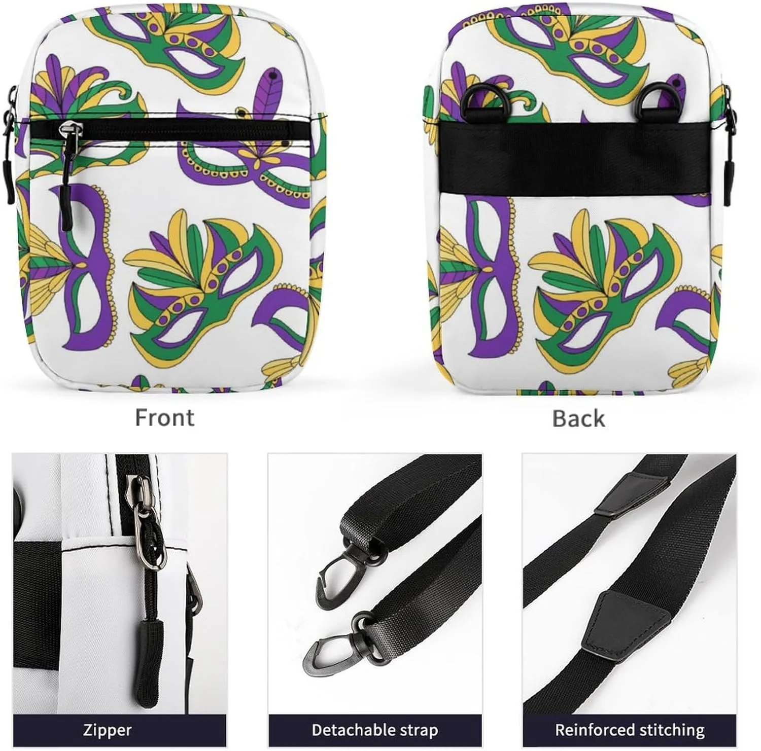 Mens Crossbody Zipper Bag, Small Shoulder Bag Zipper Travel Phone Pouch Wallet Waterproof Mini Purse