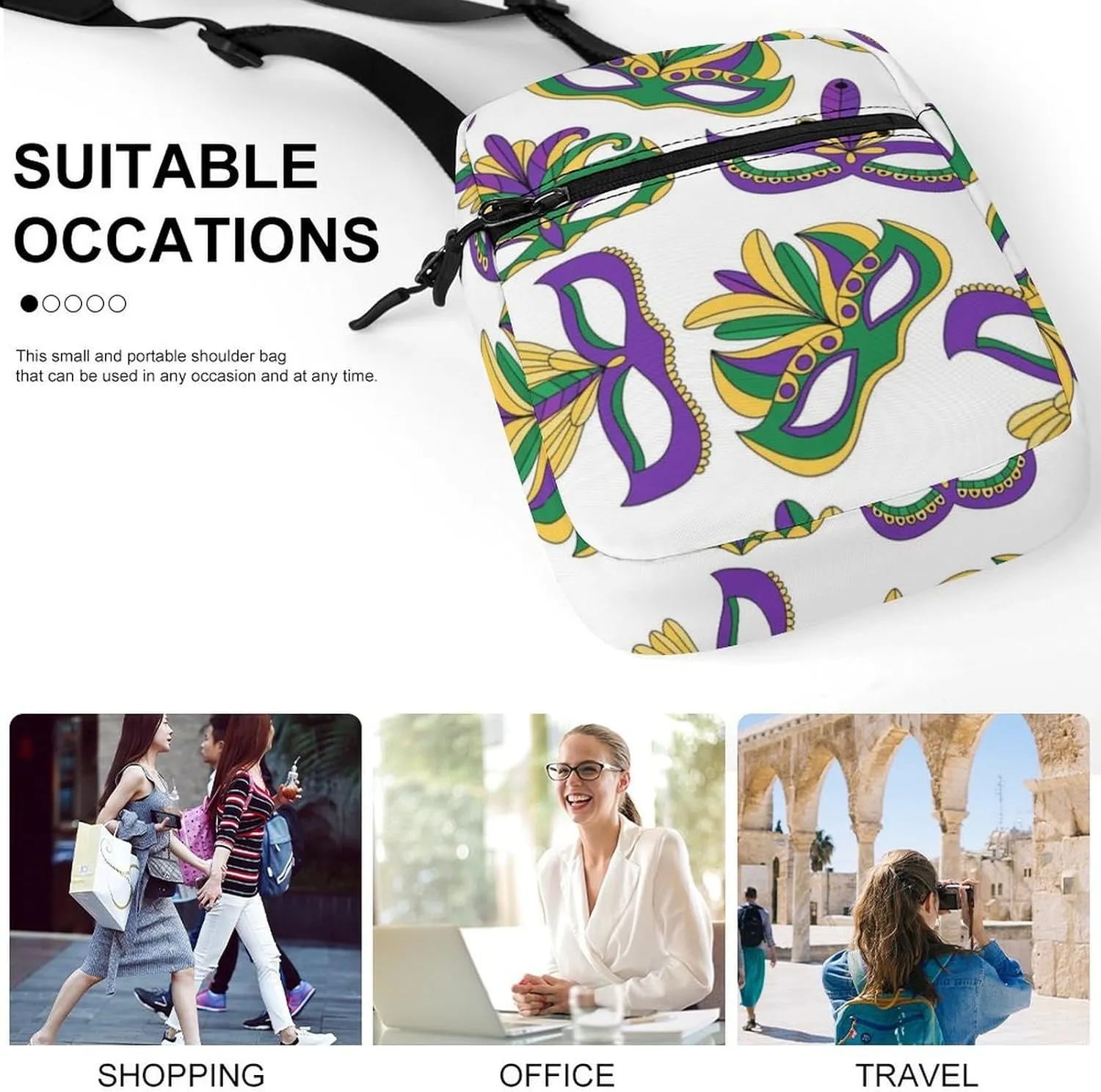 Mens Crossbody Zipper Bag, Small Shoulder Bag Zipper Travel Phone Pouch Wallet Waterproof Mini Purse