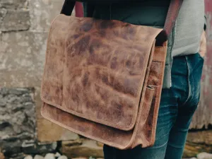 Men's Deluxe Leather Messenger Bag - 15 inch