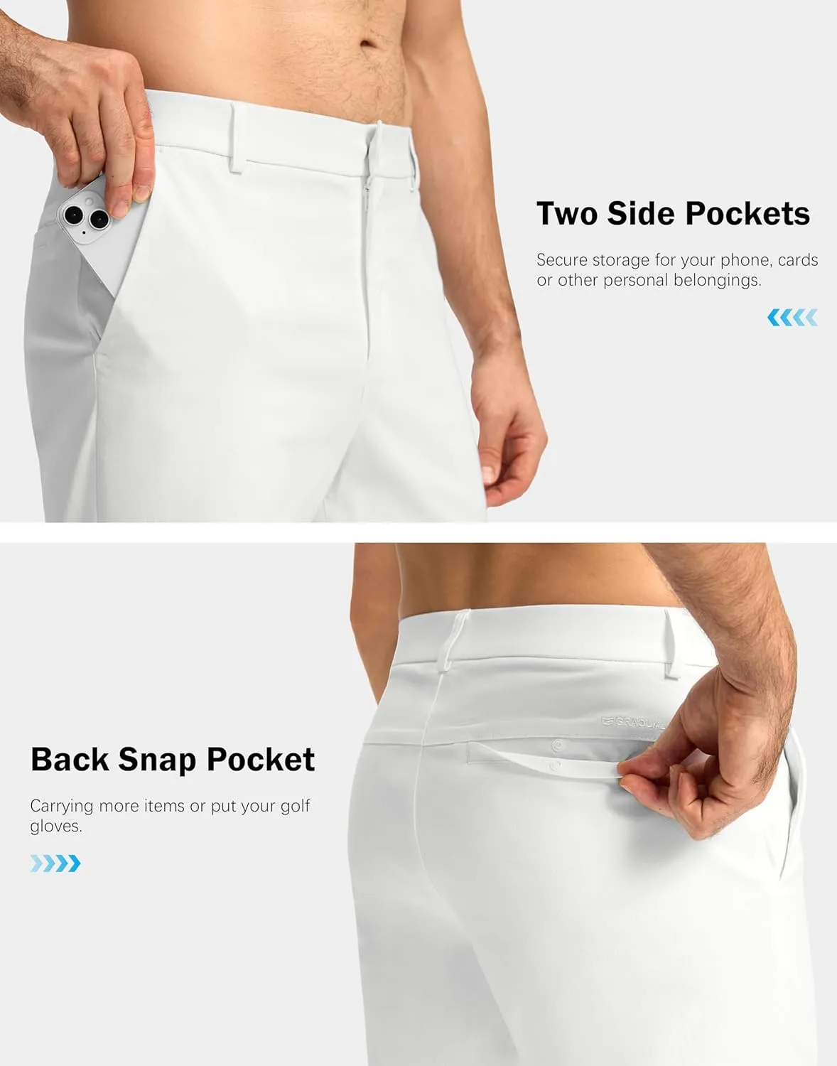 Mens Golf Pants 30"/32"/34" Stretch Dress Pants Quick Dry Casual Slacks Work Business Trousers for Men with Pockets