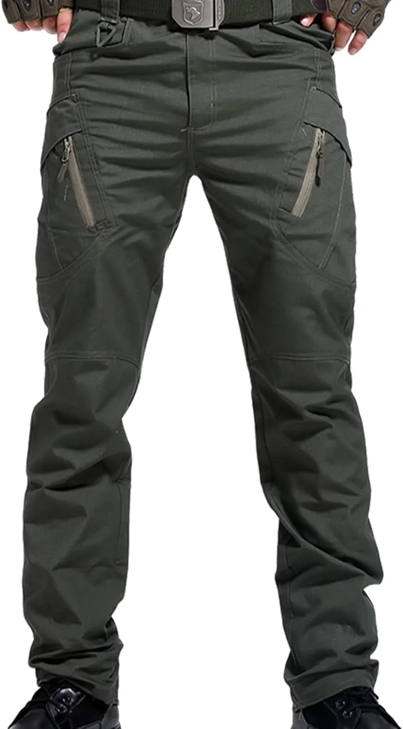 Men's Ripstop Work Pants, Water Resistant Tactical Pants, Outdoor Utility Cargo Operator EDC Straight/Cargo Trousers
