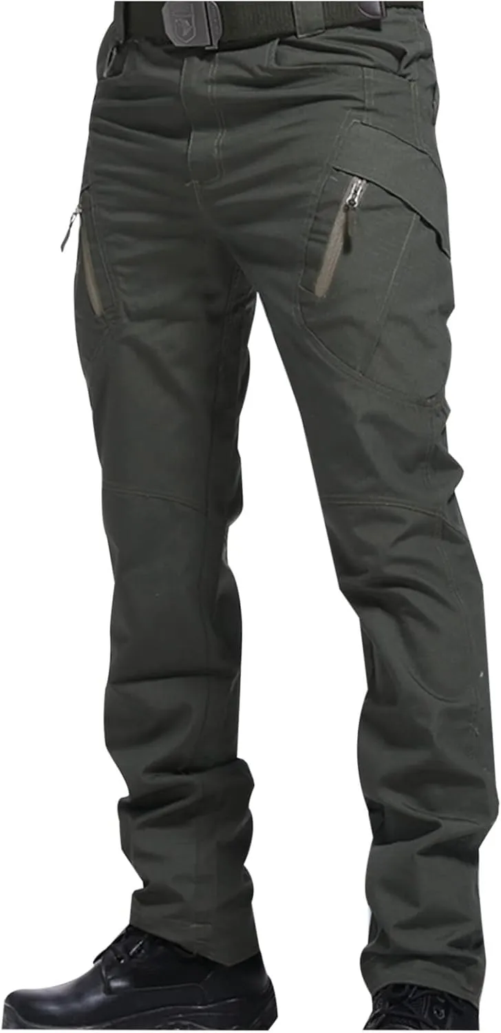 Men's Ripstop Work Pants, Water Resistant Tactical Pants, Outdoor Utility Cargo Operator EDC Straight/Cargo Trousers