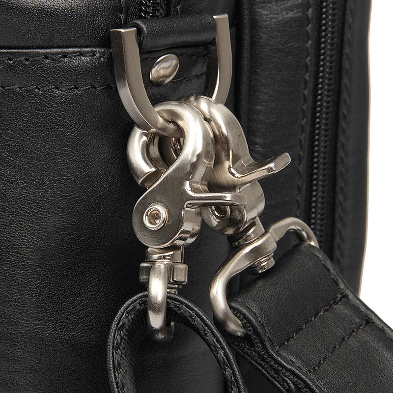 Men's Top Grain Leather Briefcase Black Travel Messenger Bag Laptop Bags