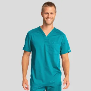 Men's V-Neck Solid Scrub Top | Teal