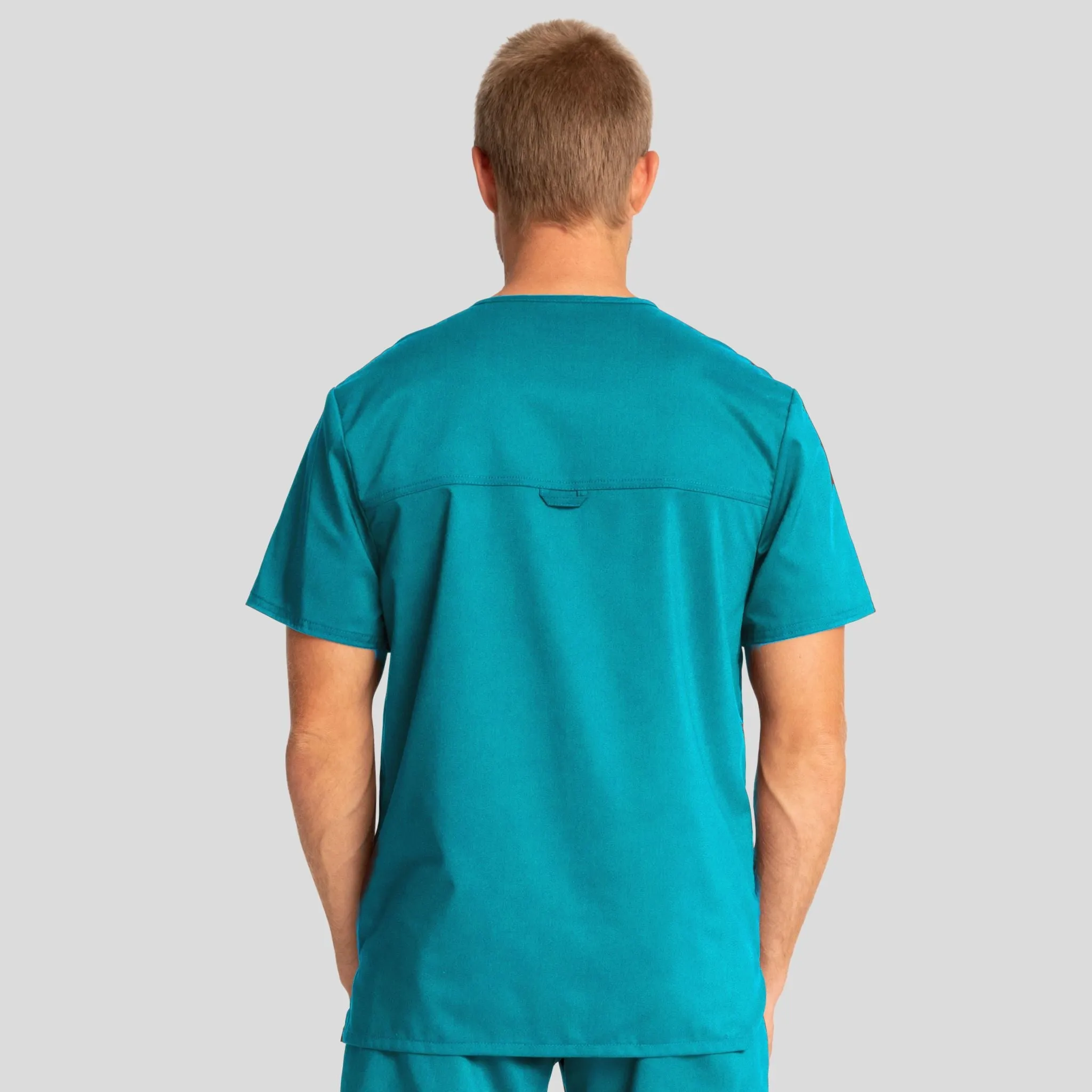 Men's V-Neck Solid Scrub Top | Teal