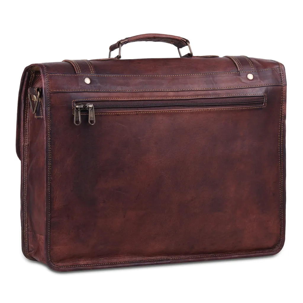 Men’s Vintage Brown Leather Laptop Messenger Bag