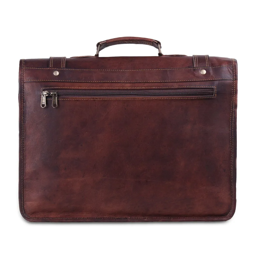 Men’s Vintage Brown Leather Laptop Messenger Bag