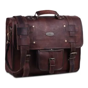 Men’s Vintage Brown Leather Laptop Messenger Bag
