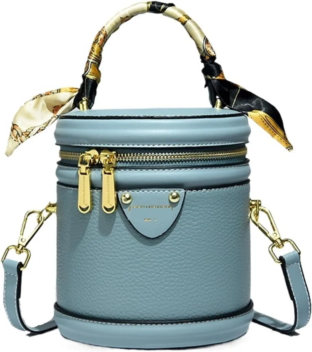 Messenger Bag Cylindrical Shoulder Bags Female Fashion Bucket Bag Ladies Small Handbag Designer Leather Bags Women Leisure Bag (Color : Black Coffee)