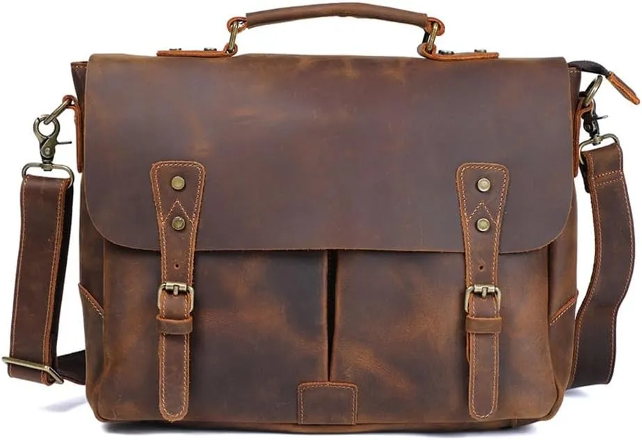 Messenger Bag Male Handheld Briefcase Leather Shoulder Computer Bag