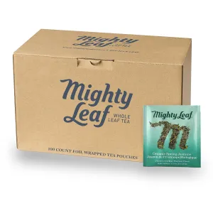 Mighty Leaf Organic Spring Jasmine Green Tea Bags, USDA Organic, Packed in Silk Bags, 100 Foil-Wrapped Pouches