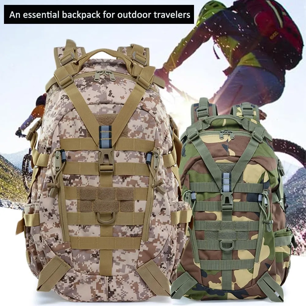 Military Tactical Backpack for Men - Large Capacity, Night Reflective Strip, Ideal for Camping and Work (cp)