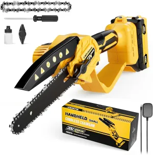 Mini Chainsaw Compatible With Dewalt 20V MAX Battery,Cordless Pruning Chainsaw with Security Lock & Replacement Chain, Battery Powered for Wood Cutting|Tree Trimming|Camping(Battery Included)