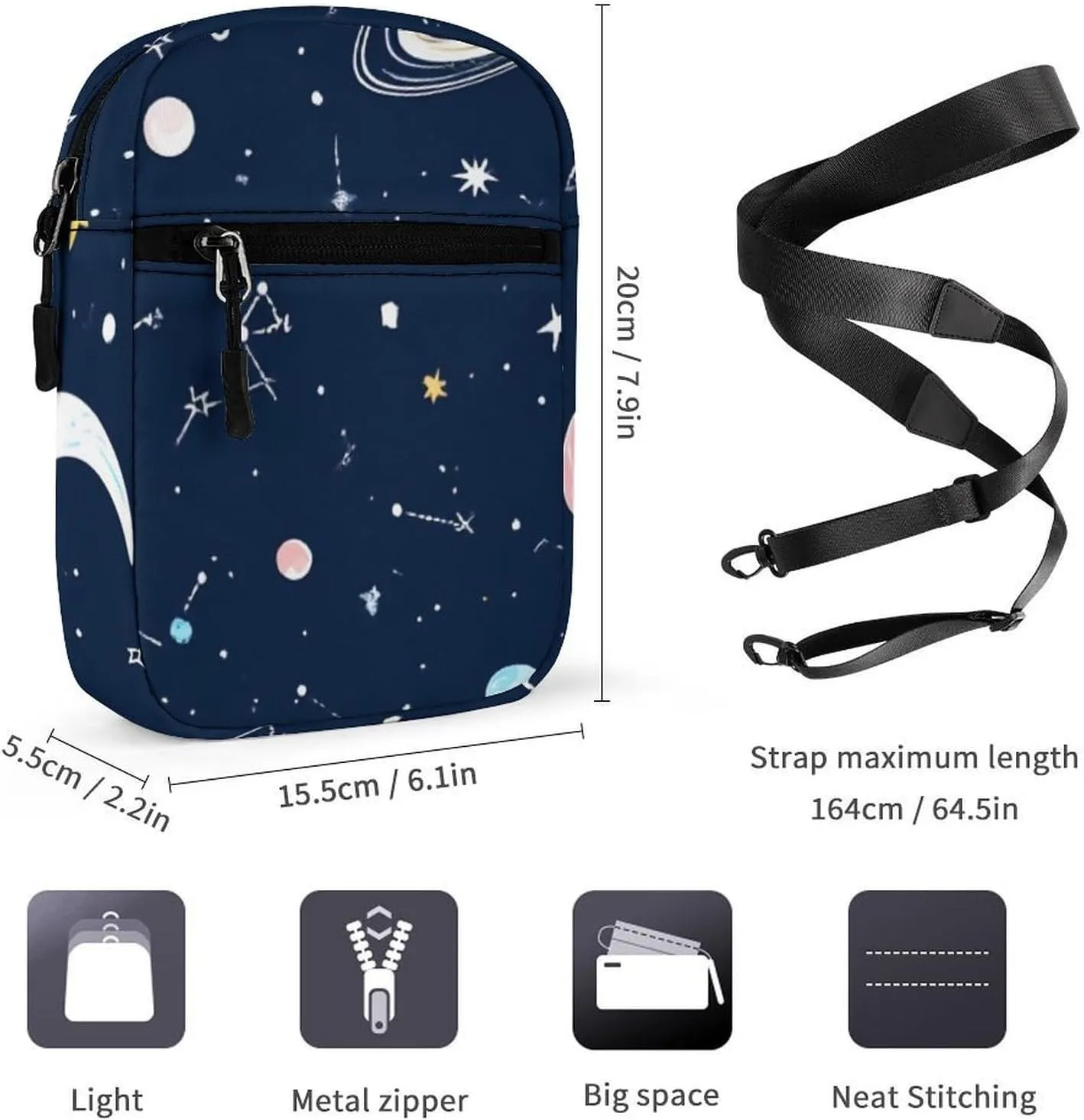Mini Crossbody Bag for Women, Waterproof Zipper Shoulder Bag Casual Cell Phone Purse Travel Pouch