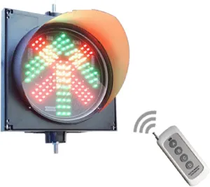 Mini LED Traffic Signal Light, 200mm Stop Light with X/Arrow Design, Industrial Dock Bay Light, Manual Control, IP65 Waterproof, for Roadway, Railway, or Indoor Use (12V)(200mm-110v)