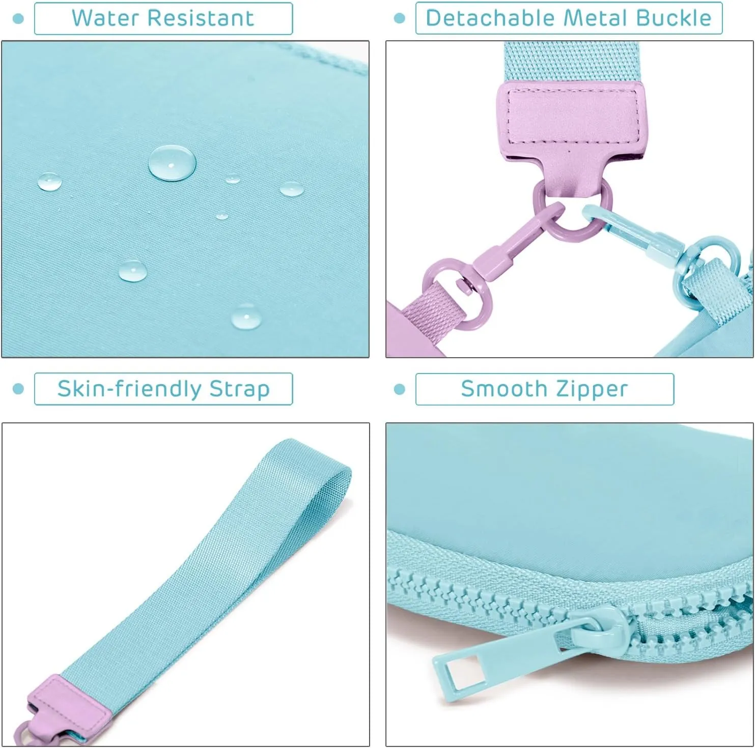 Mini Zip Around Keychain Wristlet Wallets Small Portable Dual Pounch Wristlet Detachable Coin Purse Pocket Gifts for Women Travel Sports Outdoors (Lavender Icing Blue)