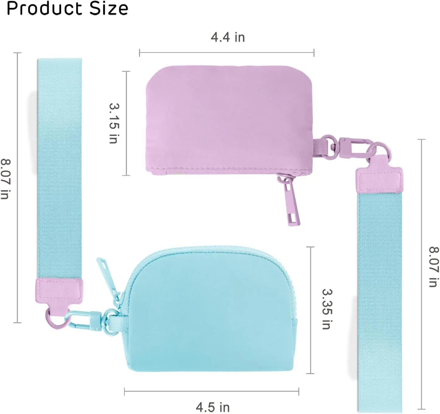 Mini Zip Around Keychain Wristlet Wallets Small Portable Dual Pounch Wristlet Detachable Coin Purse Pocket Gifts for Women Travel Sports Outdoors (Lavender Icing Blue)