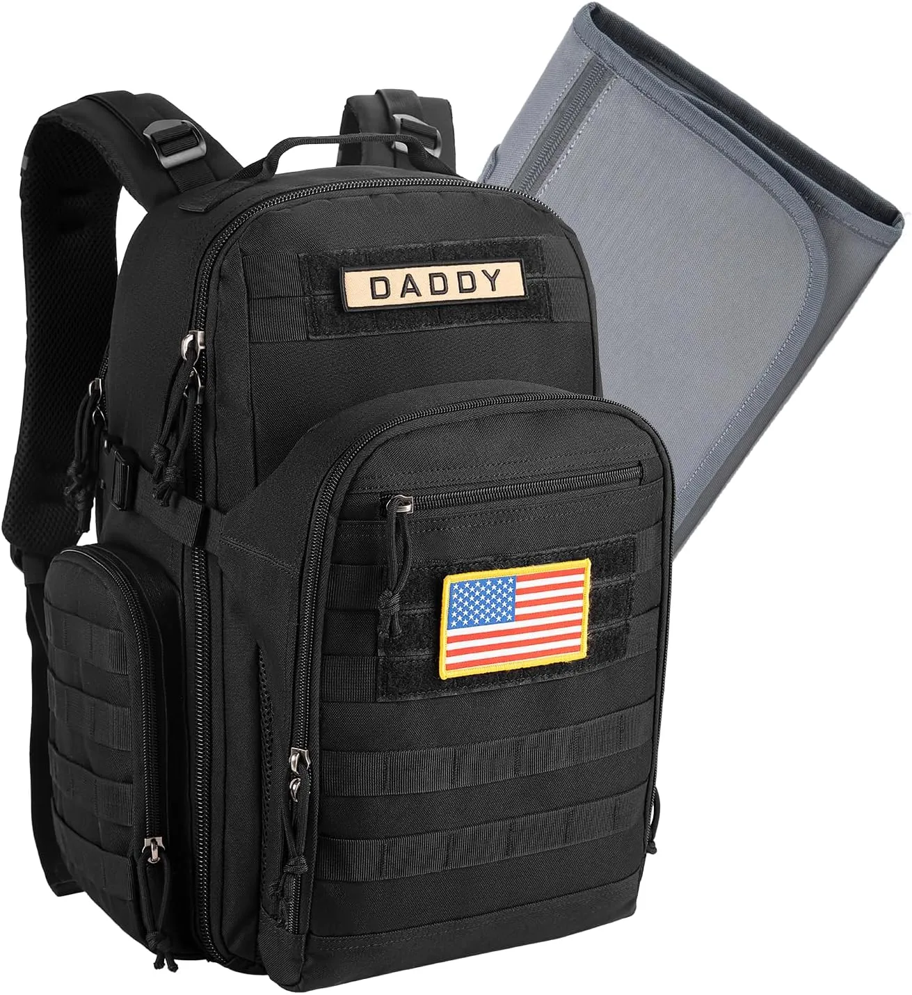 MIRACOL Military Diaper Bag for Dad - Rugged Baby Gear Backpack with Large Capacity & Foldable Changing Pad - Water-Resistant Fabric & Insulated Pockets for Outdoor Features