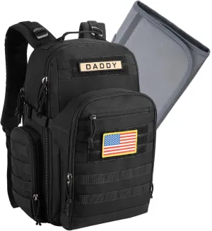 MIRACOL Military Diaper Bag for Dad - Rugged Baby Gear Backpack with Large Capacity & Foldable Changing Pad - Water-Resistant Fabric & Insulated Pockets for Outdoor Features
