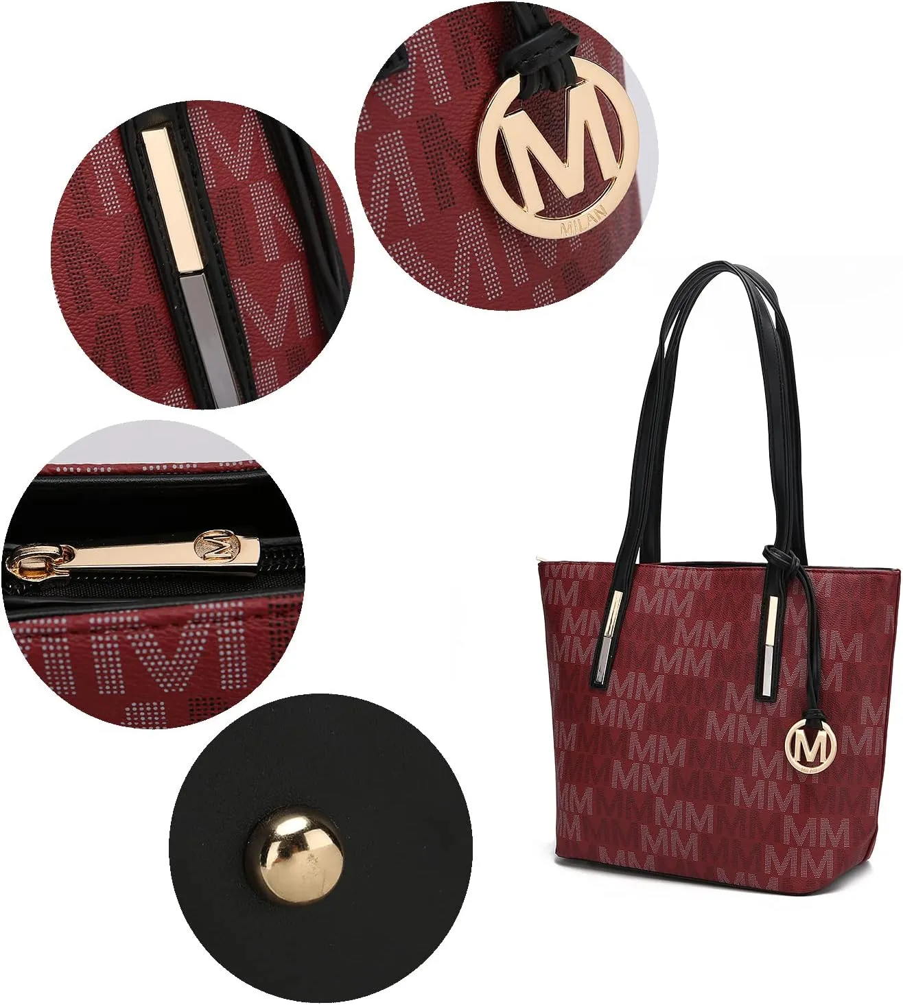 MKF Collection 3-PC Set, Shoulder Bag for Women, Small Tote Bag & Wristlet Purse – Top Handle PU Leather Handbag by Mia K