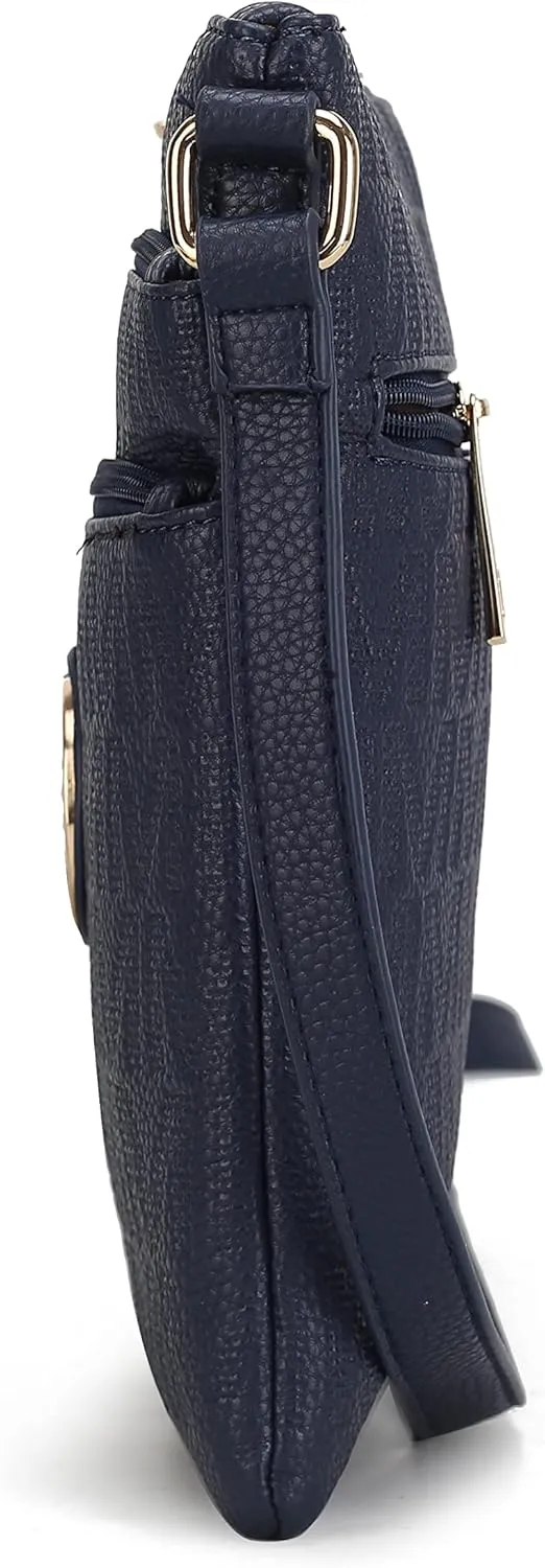 MKF Collection Crossbody Bag for Women, Vegan Leather Triple Zipper Handbag Crossover Bag Purse Shoulder Bag Strapby Mia K