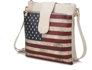 MKF Collection Patriotic Crossbody Bag for Women, American Flag Vegan Leather Usa Shoulder Bag Purse By Mia K