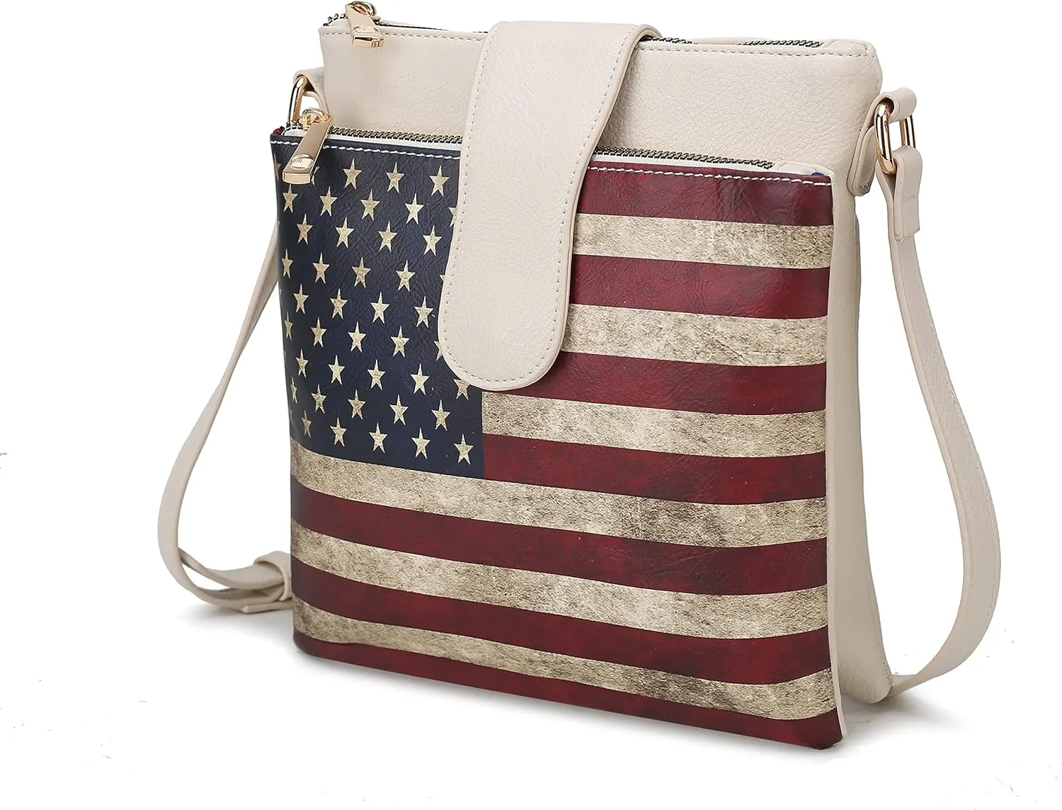 MKF Collection Patriotic Crossbody Bag for Women, American Flag Vegan Leather Usa Shoulder Bag Purse By Mia K