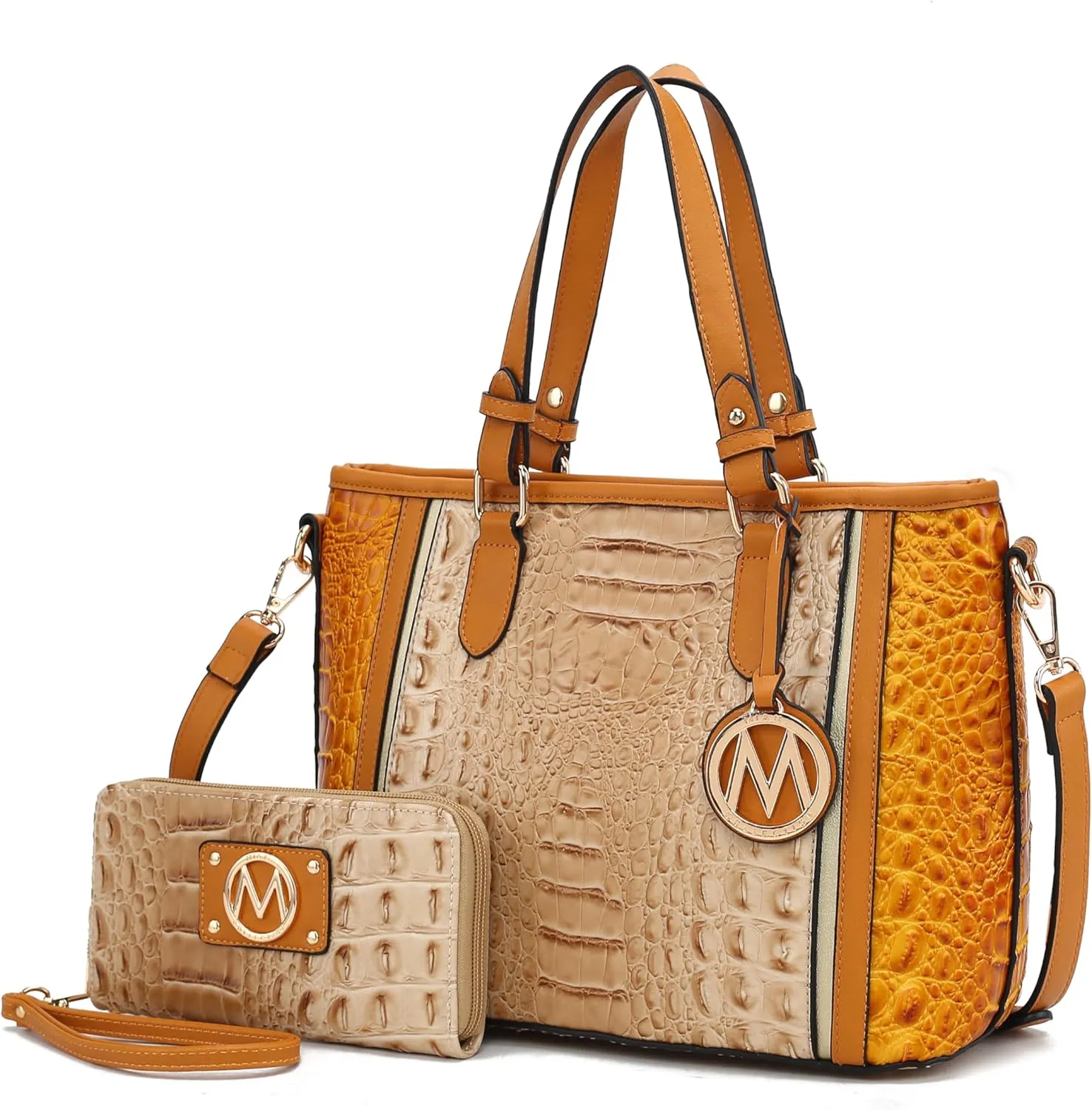 MKF Collection Tote Bag for Women & Wristlet Wallet, Vegan Leather Handbag Top-Handle Satchel Shoulder Purse by Mia k
