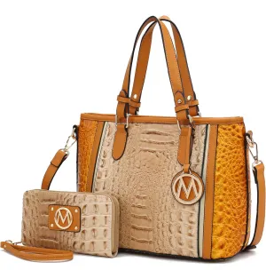 MKF Collection Tote Bag for Women & Wristlet Wallet, Vegan Leather Handbag Top-Handle Satchel Shoulder Purse by Mia k