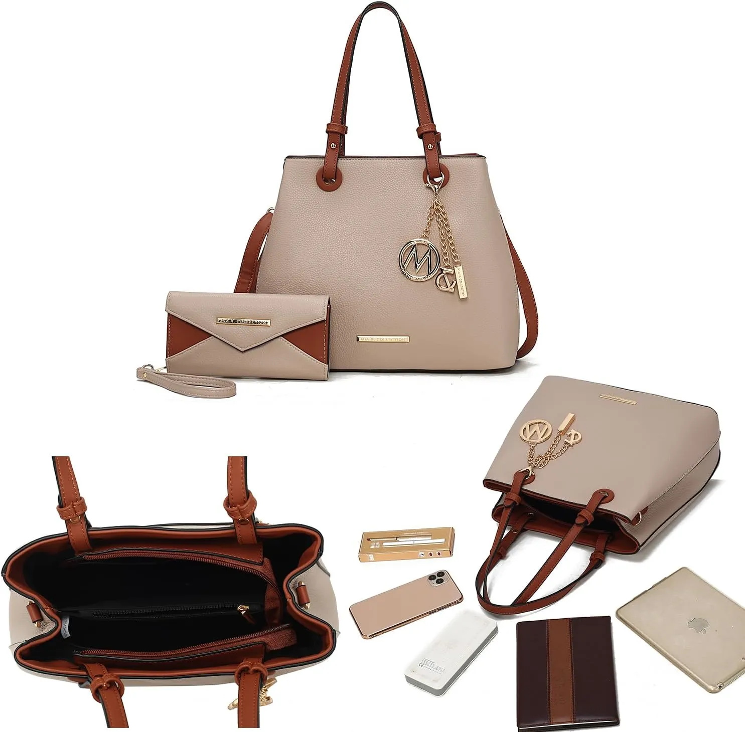 MKF Collection Tote Bag for Women With Wallet, Vegan Leather Top-Handle Handbag Crossover Purse by Mia k