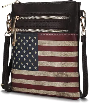 MKF Collection USA Crossbody Bags for Women, Patriotic Crossover American Flag Messenger Fashion Handbag Purse