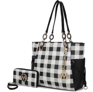 MKF Collection Women's Tote Bag With Wristlet Wallet Bag, Solid Vegan Leather Handbag Purse Set by Mia K