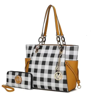 MKF Collection Women's Tote Bag With Wristlet Wallet Bag, Solid Vegan Leather Handbag Purse Set by Mia K