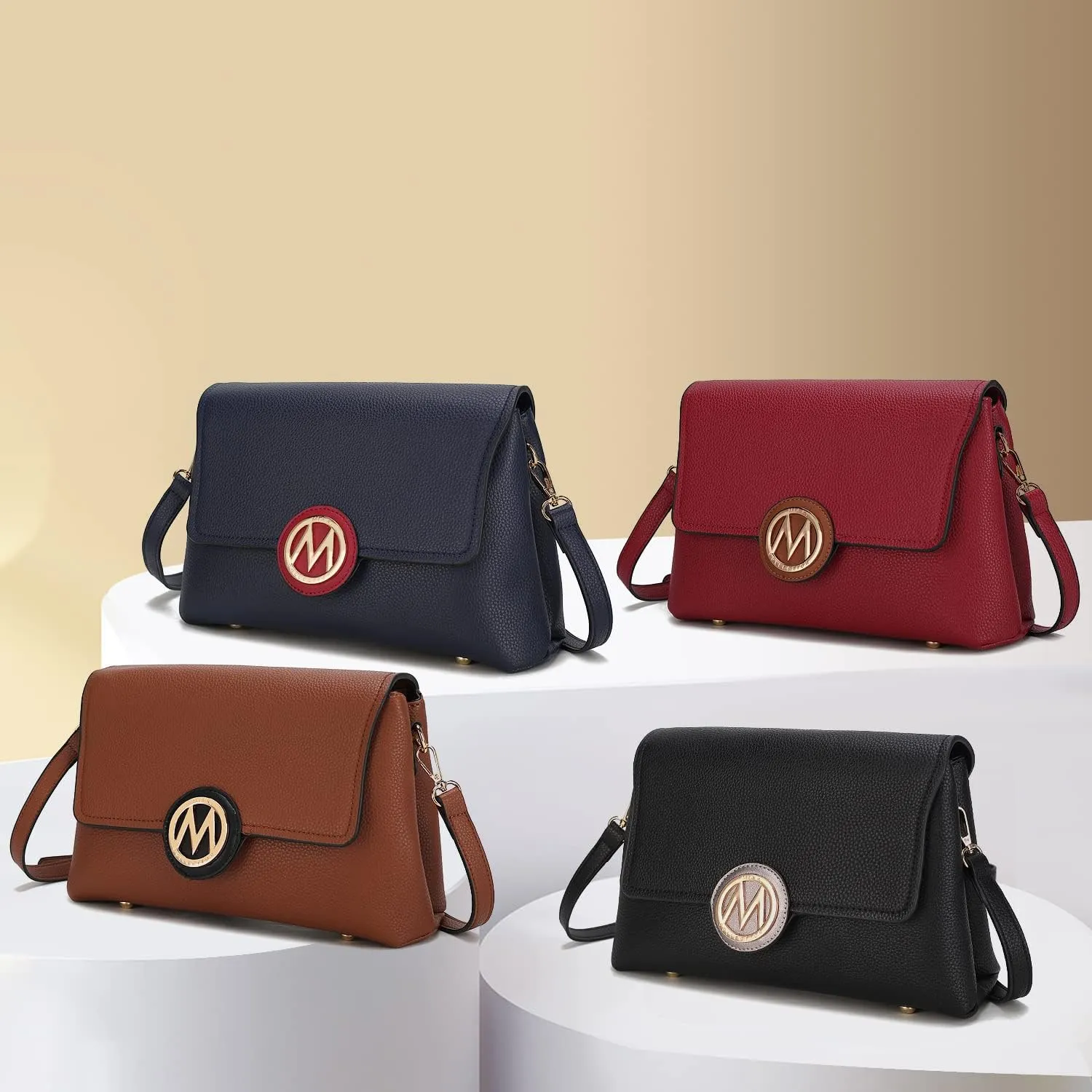 MKF Crossbody Bag for Women – PU Leather Pocketbook Handbag – Designer Side Messenger Purse, Shoulder Crossover