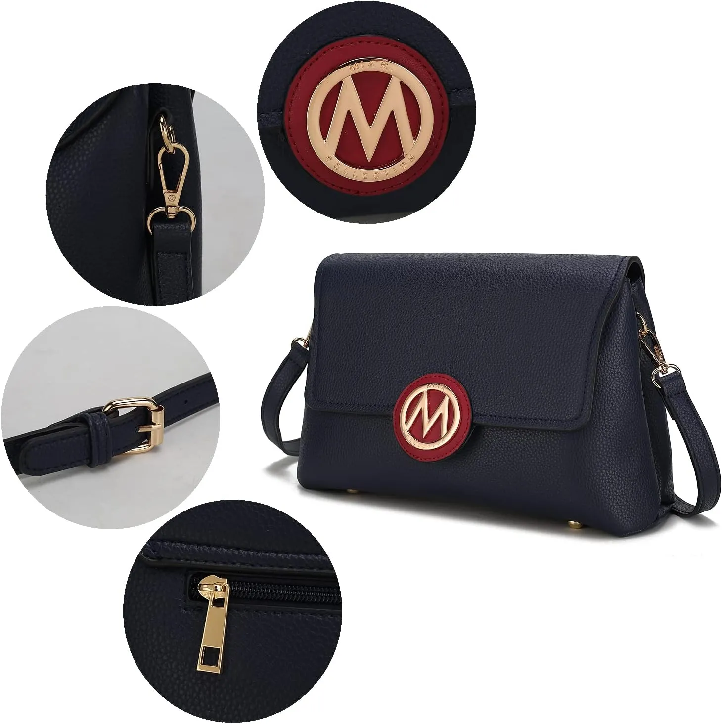 MKF Crossbody Bag for Women – PU Leather Pocketbook Handbag – Designer Side Messenger Purse, Shoulder Crossover