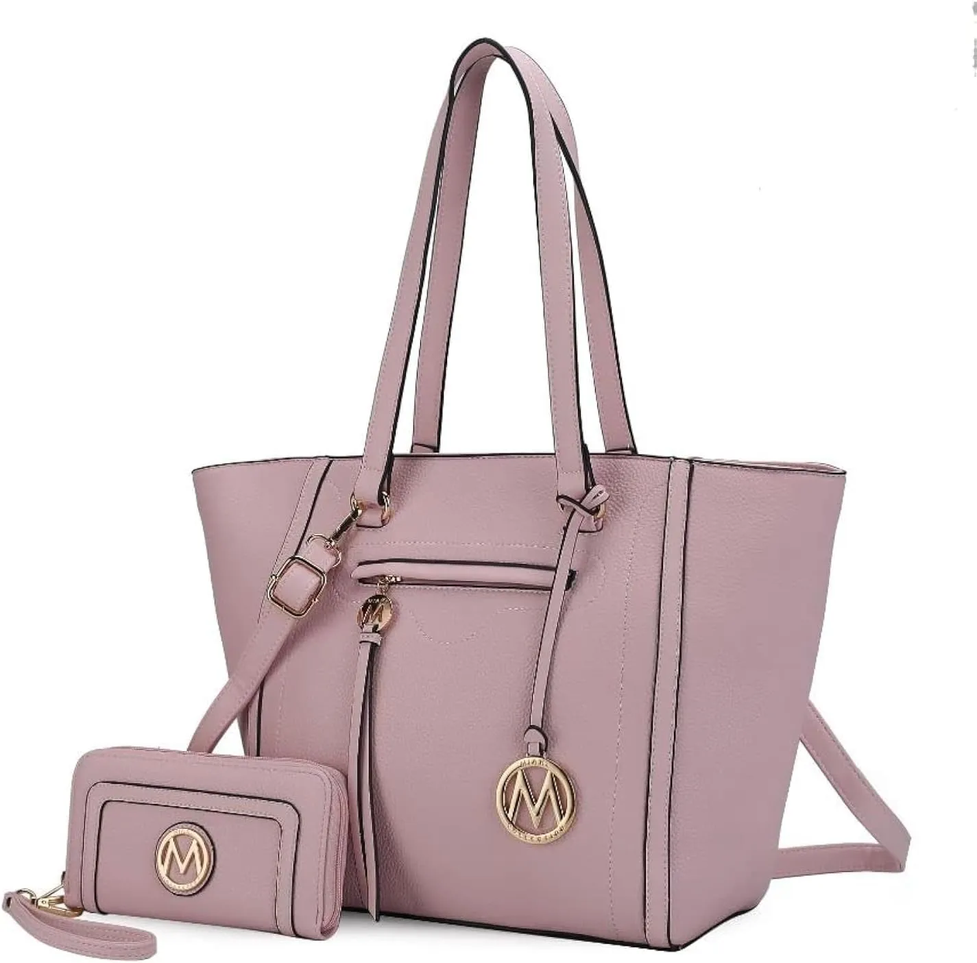 MKF Crossbody Tote Bag for Women & Wristlet Purse Set – PU Leather Top-Handle Satchel Shoulder Handbag