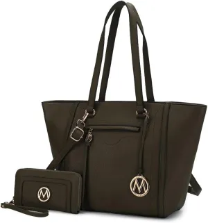 MKF Crossbody Tote Bag for Women & Wristlet Purse Set – PU Leather Top-Handle Satchel Shoulder Handbag